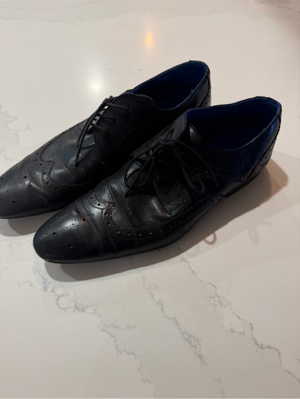 Ted Baker Black Men's Leather Wingtip Dress Shoes